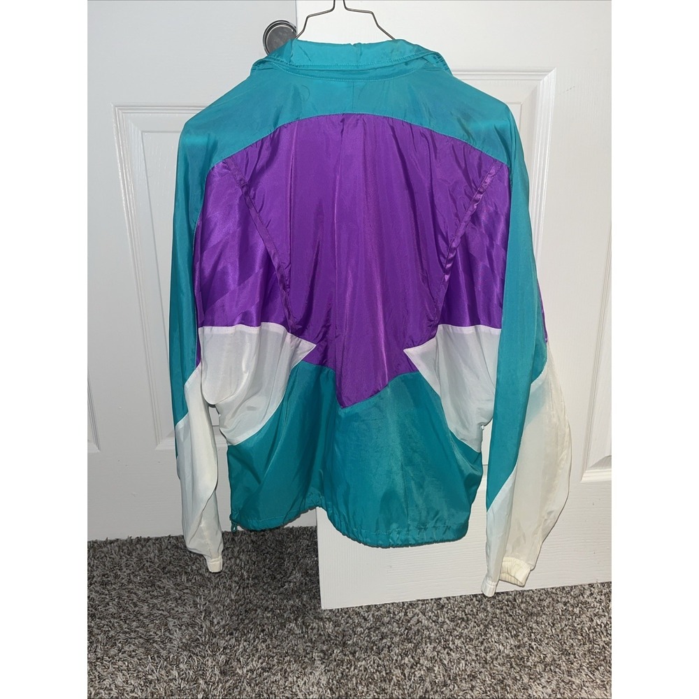 Vintage 80s 90s Nike Gray Tag Swoosh Color Block Windbreaker Jacket M 10-12 - Picture 10 of 12